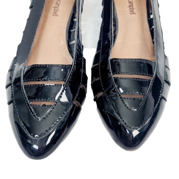 Jeffrey Campbell Muscatel Ballet Flats 8‎ Black Patent Leather Strappy Slip-On - Picture 4 of 9